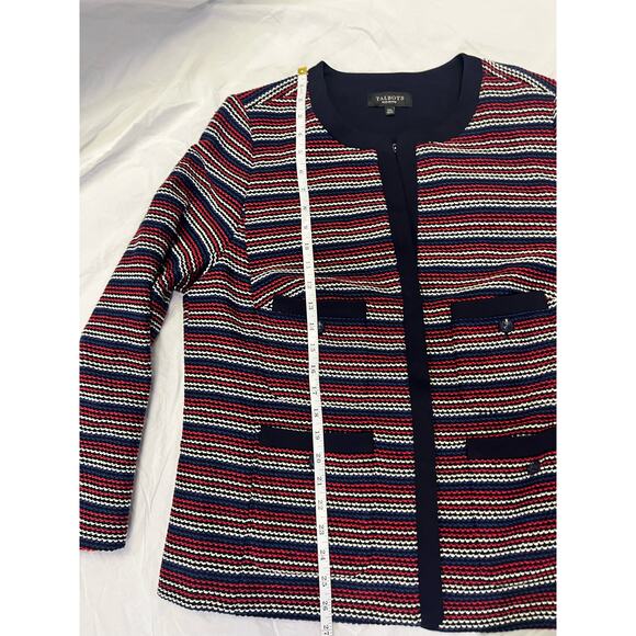 Talbots Bolce Stripe Jacket, Tweed Blazer, Navy/Red Size 1X Elegant Workwear USA - Picture 7 of 9